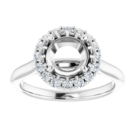 14K White Gold Round 1/3 CTW Natural Diamond Semi-Set Engagement Ring