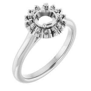 14K White Gold  5.8 mm Round Engagement Ring Mounting