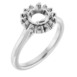 14K White Gold  6.5 mm Round Engagement Ring Mounting