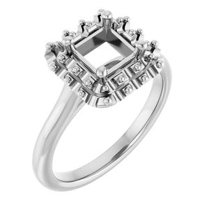 14K White Gold  5.5 mm Square Engagement Ring Mounting