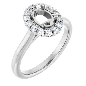 14K White Gold 7x5 mm Oval 1/4 CTW Lab-Grown Diamond Semi-Set Engagement Ring