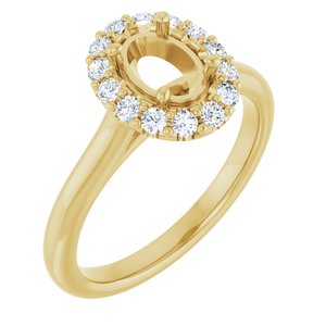 14K Yellow Gold 7x5 mm Oval 1/4 CTW Natural Diamond Semi-Set Engagement Ring