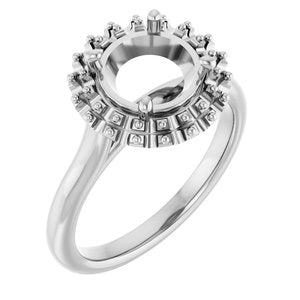 14K White Gold  8 mm Round Engagement Ring Mounting