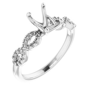 14K White Gold  7x5 mm Emerald Engagement Ring Mounting