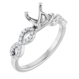 14K White Gold 6.5 mm Round 1/5 CTW Natural Diamond Semi-Set Engagement Ring