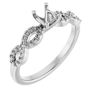 14K White Gold  6x4 mm Oval Engagement Ring Mounting