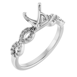 14K White Gold  5.5 mm Square Engagement Ring Mounting