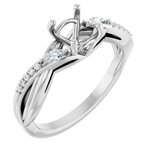 14K White Gold 6.5 mm Round .08 CTW Natural Diamond Semi-Set Engagement Ring