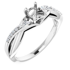 14K White Gold 5.2 mm Round 1/8 CTW Natural Diamond Semi-Set Engagement Ring