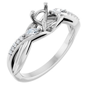 14K White Gold 5.8 mm Round 1/8 CTW Natural Diamond Semi-Set Engagement Ring