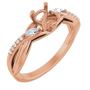 14K Rose Gold 5.8 mm Round 1/8 CTW Natural Diamond Semi-Set Engagement Ring