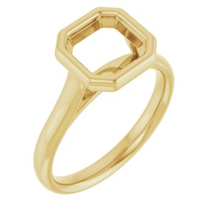 14K Yellow Gold  7 mm Asscher Solitaire Engagement Ring Mounting