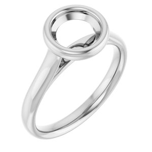 14K White Gold  7 mm Round Solitaire Engagement Ring Mounting