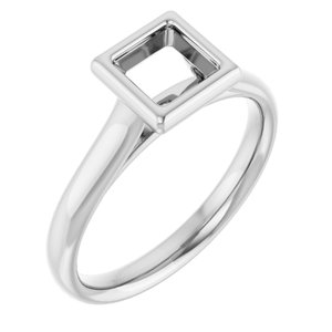 14K White Gold  5 mm Square Solitaire Engagement Ring Mounting