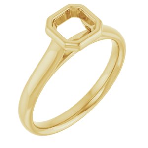 14K Yellow Gold  5 mm Asscher Solitaire Engagement Ring Mounting