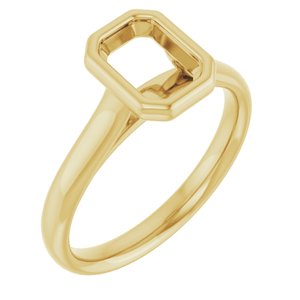10K Yellow Gold  7x5 mm Emerald Solitaire Engagement Ring Mounting