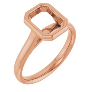 10K Rose Gold  8x6 mm Emerald Solitaire Engagement Ring Mounting