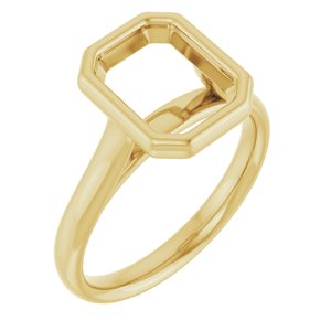 10K Yellow Gold  9x7 mm Emerald Solitaire Engagement Ring Mounting