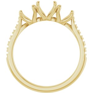 14K Yellow Gold 5.8 mm Round French-Set Three-Stone Engagement Ring Mounting   