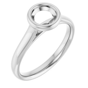 14K White Gold  5.8 mm Round Solitaire Engagement Ring Mounting