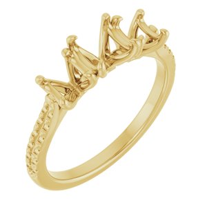 14K Yellow Gold 5.8 mm Round French-Set Three-Stone Engagement Ring Mounting   