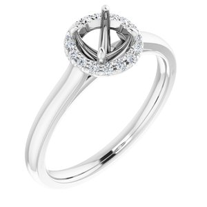 14K White Gold 5.2 mm Round .08 CTW Natural Diamond Semi-Set Engagement Ring