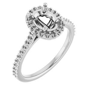 14K White Gold  8x6 mm Oval Engagement Ring Mounting