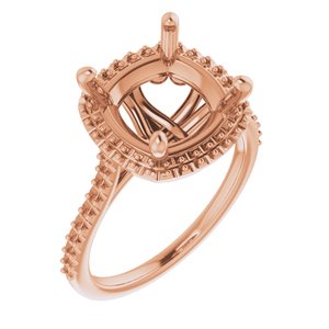 14K Rose Gold  10 mm Cushion Engagement Ring Mounting