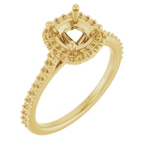 14K Yellow Gold  6 mm Cushion Engagement Ring Mounting