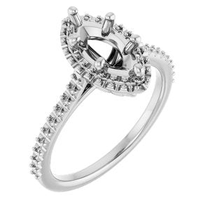 14K White Gold  10x5 mm Marquise Engagement Ring Mounting