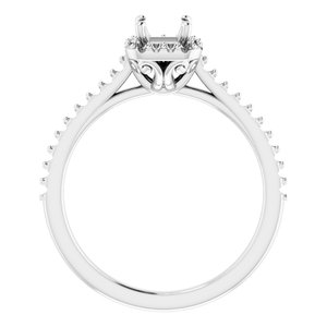 10K White Gold  4 mm Square Engagement Ring Mounting