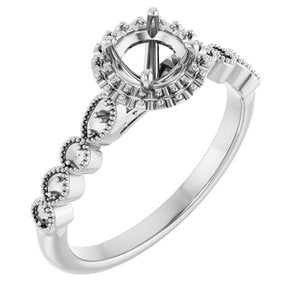 14K White Gold  5.2 mm Round Engagement Ring Mounting