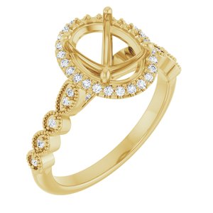 14K Yellow Gold 9x7 mm Oval 1/6 CTW Lab-Grown Diamond Semi-Set Engagement Ring