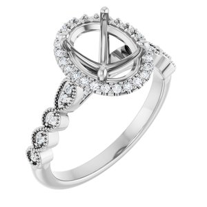 14K White Gold 9x7 mm Oval 1/6 CTW Lab-Grown Diamond Semi-Set Engagement Ring