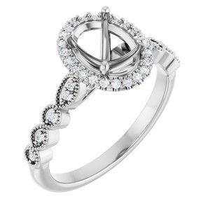 14K White Gold 8x6 mm Oval 1/6 CTW Lab-Grown Diamond Semi-Set Engagement Ring