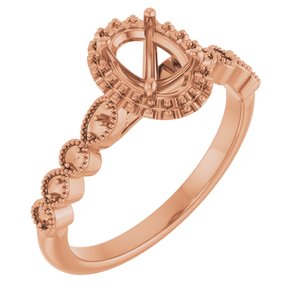 14K Rose Gold  7x5 mm Oval Engagement Ring Mounting