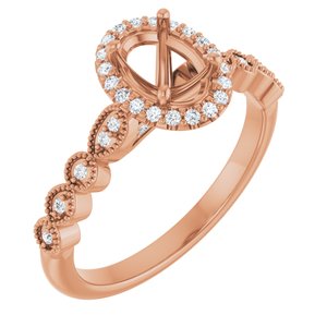14K Rose Gold 7x5 mm Oval 1/6 CTW Natural Diamond Semi-Set Engagement Ring