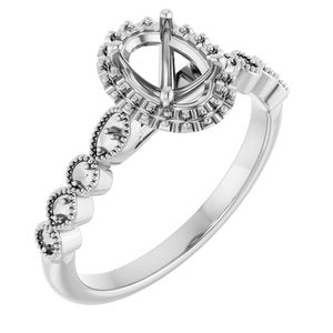 14K White Gold  7x5 mm Oval Engagement Ring Mounting