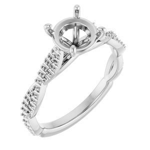 Platinum  7.4 mm Round Engagement Ring Mounting