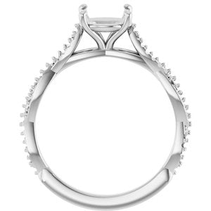 Platinum  7.4 mm Round Engagement Ring Mounting