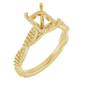 10K Yellow Gold  8x6 mm Emerald Engagement Ring Mounting