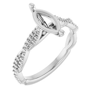10K White Gold  10x5 mm Marquise Engagement Ring Mounting