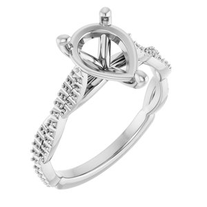 14K White Gold  10x7 mm Pear Engagement Ring Mounting