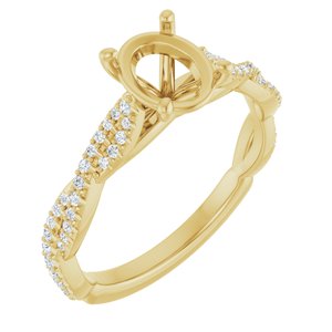 14K Yellow Gold 8x6 mm Oval 1/6 CTW Lab-Grown Semi-Set Engagement Ring