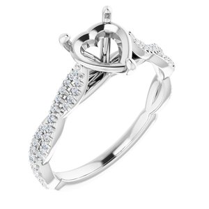 14K White Gold 7x7 mm Heart 1/6 CTW Natural Diamond Semi-Set Engagement Ring
