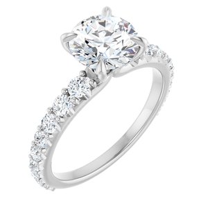 14K White Gold 7.4 mm Round 1/2 CTW Lab-Grown Diamond Semi-Set Engagement Ring