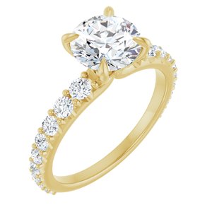 14K Yellow Gold 7.4 mm Round 1/2 CTW Lab-Grown Diamond Semi-Set Engagement Ring