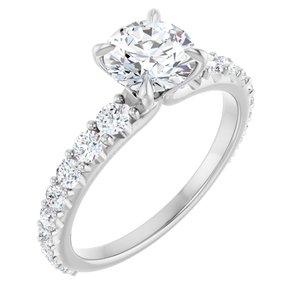 14K White Gold 6.5 mm Round 1/2 CTW Lab-Grown Diamond Semi-Set Engagement Ring