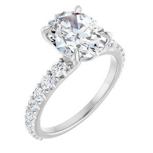 14K White Gold 10x8 mm Oval 1/2 CTW Lab-Grown Diamond Semi-Set Engagement Ring