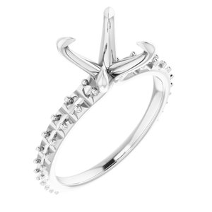 14K White Gold  8.8 mm Round Engagement Ring Mounting
